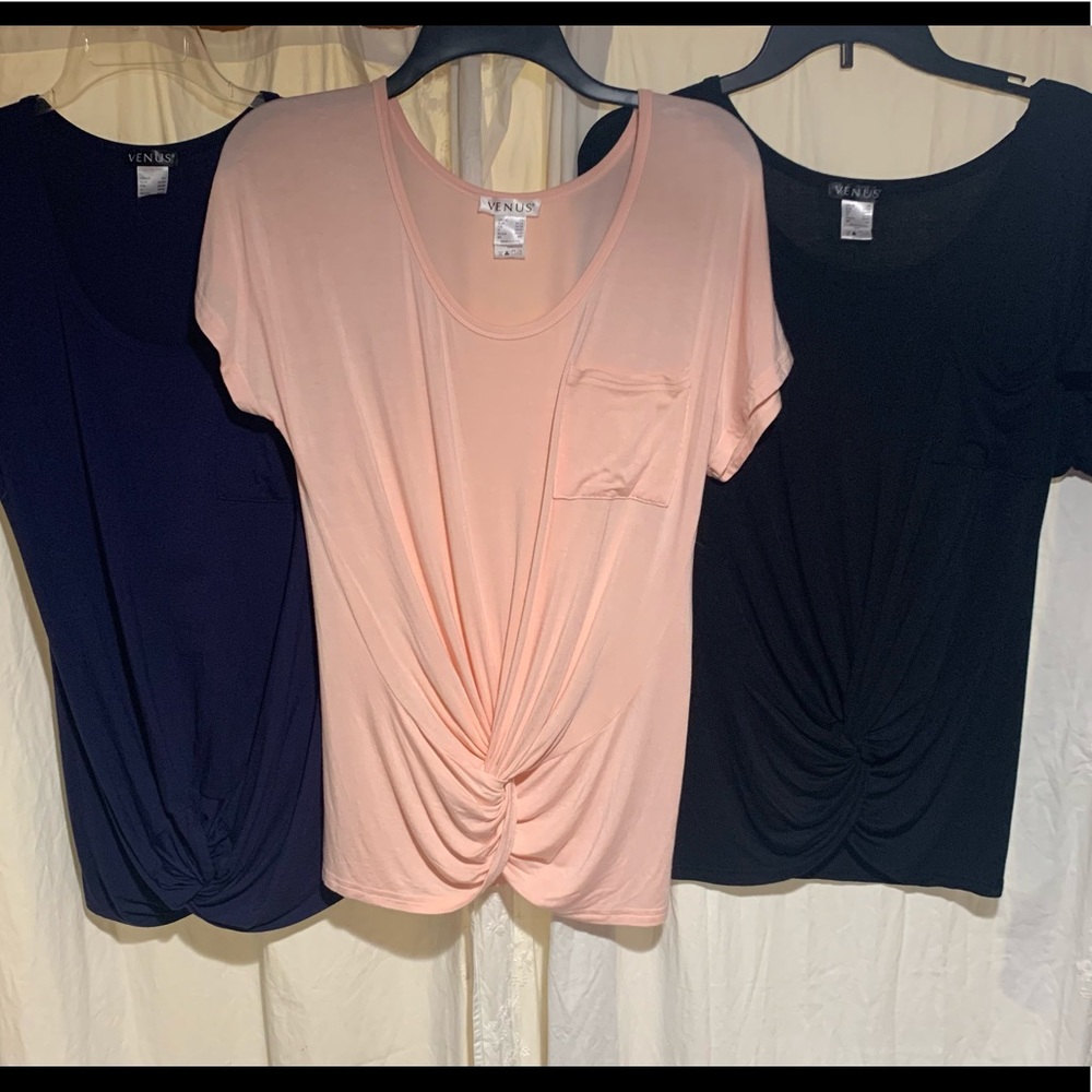 VENUS Women's Twist-Front Pocket Tee - Blush Pink